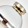 Gastor plafondlamp met rookglazen bol, messing afwerking, retro E27