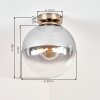 Gastor plafondlamp rookglas, glazen bol met messing look en E27 fitting