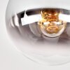Vintage Plafondlamp Gastor met ronde rookglazen bol, ø 20 cm, E27, in oud messing