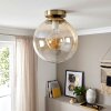 Gastor rookglas plafondlamp glazen bol ø 25 cm, E27 vintage messingkleurig