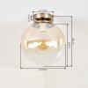 Gastor rookglas plafondlamp glazen bol ø 25 cm, E27 vintage messingkleurig
