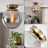 Vintage plafondlamp met glazen bol Gastor, rookkleurig glas, ø 20 cm, E27