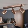 Moderne LED plafondspot Lemak, bronzen balk met 3 draaibare en zwenkbare bronzen koppen