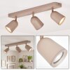 LED-plafondspot Lemak met drie draaibare en zwenkbare armatuurkoppen, beige
