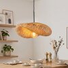 Hanglamp Bauro met geweven kap, natuurlijke kleuren, lengte 50 cm, E27, voor de eettafel
