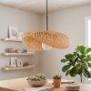 Hanglamp Bauro met geweven kap, natuurlijke kleuren, lengte 50 cm, E27, voor de eettafel