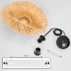 Hanglamp Bauro met geweven kap, natuurlijke kleuren, lengte 50 cm, E27, voor de eettafel