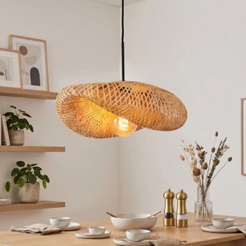 Bauro hanglamp met gewelfde lampenkap, gevlochten design, E27, lengte 50 cm
