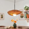 Moderne Hanglamp Bauro met organisch geweven ovale bruine bamboe-kap voor de eettafel