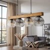 Ripoll langwerpige houten balk hanglamp voor eettafel, 4-lichts, lengte 75 cm