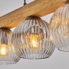 Ripoll langwerpige houten balk hanglamp voor eettafel, 4-lichts, lengte 75 cm