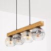 Ripoll langwerpige houten balk hanglamp voor eettafel, 4-lichts, lengte 75 cm