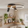 Ronde LED-plafondspot Velani met houten lamellenplaat, warmwit 3000 Kelvin