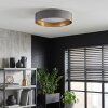 LED plafondlamp Kavon met ronde stoffen kap, gouden binnenzijde, 3000 Kelvin warmwit