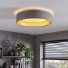 LED plafondlamp Kavon met ronde stoffen kap, gouden binnenzijde, 3000 Kelvin warmwit