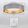 LED plafondlamp Kavon met ronde stoffen kap, gouden binnenzijde, 3000 Kelvin warmwit