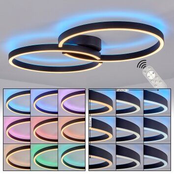 Ronde LED plafondlamp Narok met overlappende ringen, RGB en CCT 2700-6500 Kelvin