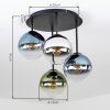 Gastor plafondlamp met gekleurde glazen bollen, 4-lichts retro vintage