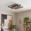 LED-plafondlamp Selani met vierkante kaders, houten balk, CCT 2700-6500 Kelvin