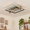 LED-plafondlamp Selani met vierkante kaders, houten balk, CCT 2700-6500 Kelvin