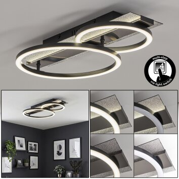 LED plafondlamp Kordex met glittereffect, geheugenfunctie, witte ovalen schermen