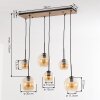 Boho cluster-hanglamp Koyoto, verstelbaar bij montage, 6 amberkleurige glazen bollen voor de eettafel
