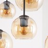 Boho cluster-hanglamp Koyoto, verstelbaar bij montage, 6 amberkleurige glazen bollen voor de eettafel