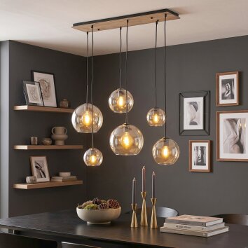 Koyoto hanglamp met bollen, 6-lichts E27 pendellamp voor eettafel, vintage