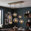 Koyoto 6-lichts eettafel hanglamp met bolvormige kappen en E27-fittingen
