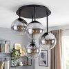 Moderne Cluster-plafondlamp Gastor met 4 bollen van helder en rookkleurig glas, ø 15 cm