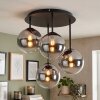 Moderne Cluster-plafondlamp Chehalis met 4 bollen van helder en rookkleurig glas, ø 15 cm