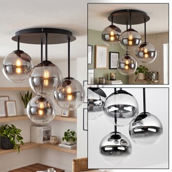Chehalis plafondlamp, retro plafondlamp met 4 bolkappen, 4-lichts, G9, ø 41 cm