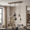 Hanglamp Koyoto, in hoogte verstelbaar bij montage, 6 glazen schermen in amber en chroom