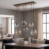 Clusterhanglamp Koyoto met 6 bollen in amber, helder en rookglas, verstelbaar bij montage