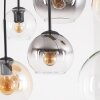 Clusterhanglamp Koyoto met 6 bollen in amber, helder en rookglas, verstelbaar bij montage