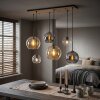 Koyoto hanglamp 6-lichts met bolvormige kappen voor eettafel en woonkamer