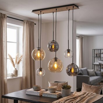 Koyoto hanglamp 6-lichts met bolvormige kappen voor eettafel en woonkamer