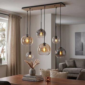 Hanglamp Koyoto, cluster met 6 glazen bollen, verstelbaar bij montage