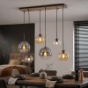 Cluster-hanglamp Koyoto, montageverstelbaar, 6 bollen in amber, helder en rook voor eettafel