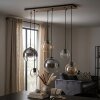 Cluster-hanglamp Koyoto, montageverstelbaar, 6 bollen in amber, helder en rook voor eettafel