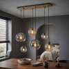 Cluster-hanglamp Koyoto, montageverstelbaar, 6 bollen in amber, helder en rook voor eettafel