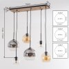 Cluster-hanglamp Koyoto, montageverstelbaar, 6 bollen in amber, helder en rook voor eettafel