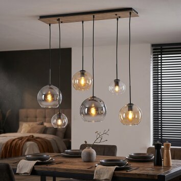 Koyoto 6-lichts hanglamp met bolvormige kappen, moderne eettafellamp E27