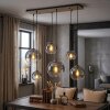 Koyoto hanglamp boven eettafel, 6-lichts met bolvormige kappen, retro
