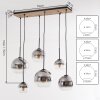 Koyoto hanglamp boven eettafel, 6-lichts met bolvormige kappen, retro