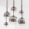 Koyoto hanglamp boven eettafel, 6-lichts met bolvormige kappen, retro