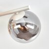 Clusterplafondlamp Chehalis met 4 glazen schermen in amber en rookkleurig, zandkleurig frame
