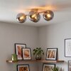 Moderne Cluster-plafondlamp Chehalis met vier rookglazen bollen, ø 15 cm