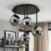 Moderne cluster-plafondlamp Chehalis met 4 rook- en chroomkleurige glazen bollen