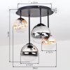 Cluster-plafondlamp Chehalis, 4 glazen bollen in amber, helder en rookkleurig, ø 12/15 cm